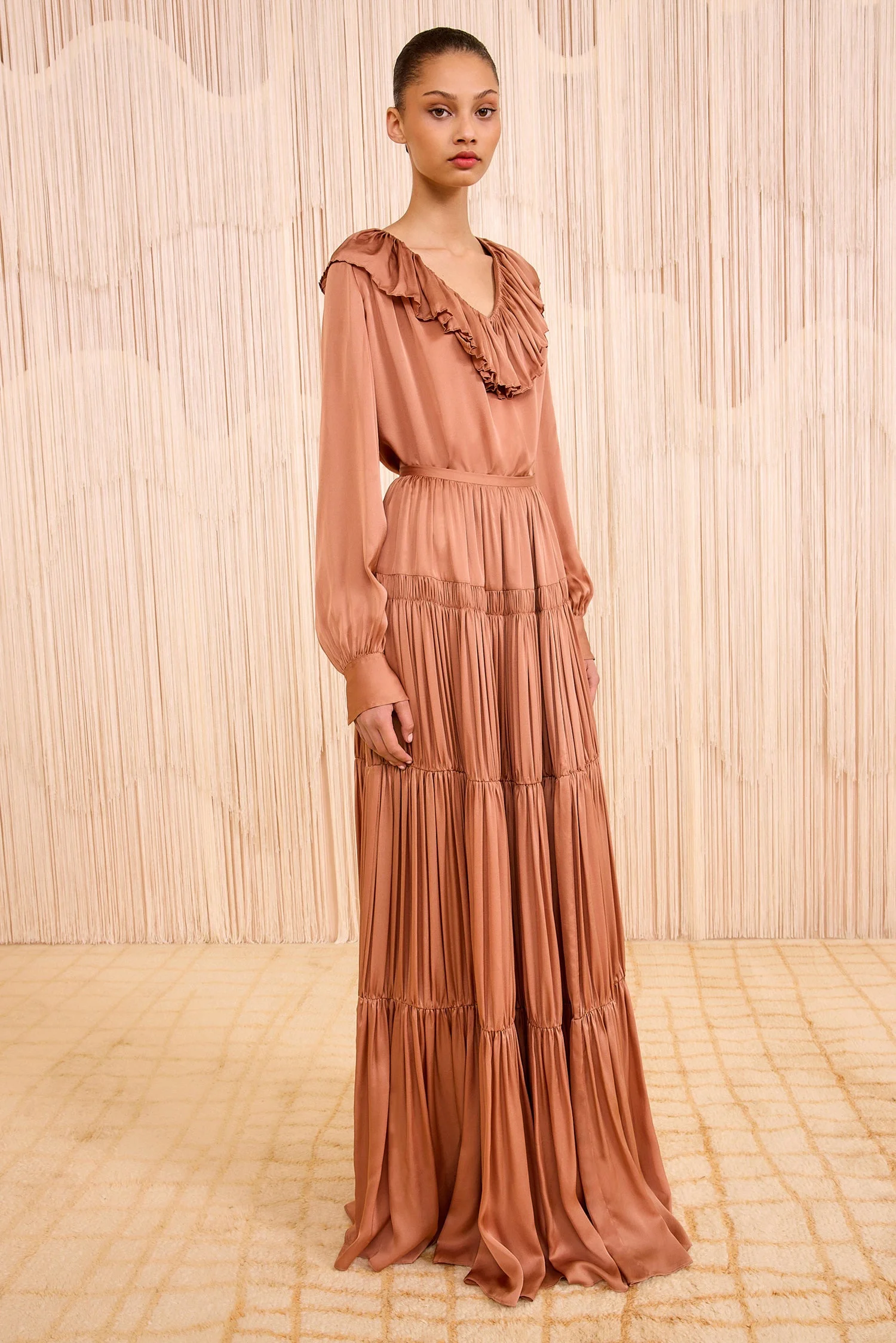 Gaelle Silk High Waist Maxi Skirt - 1