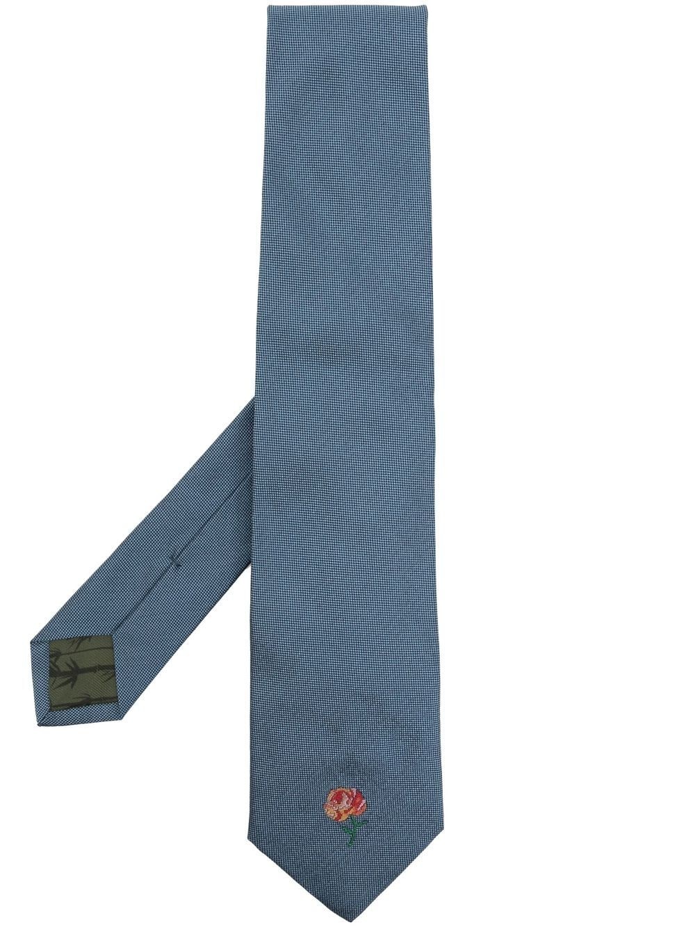 silk embroidered-motif tie - 1