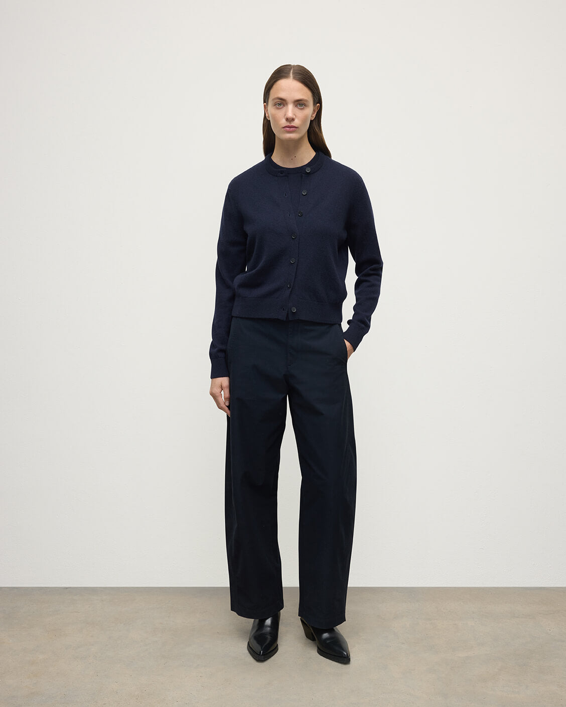 Classic Cashmere Navy Cardigan - 2