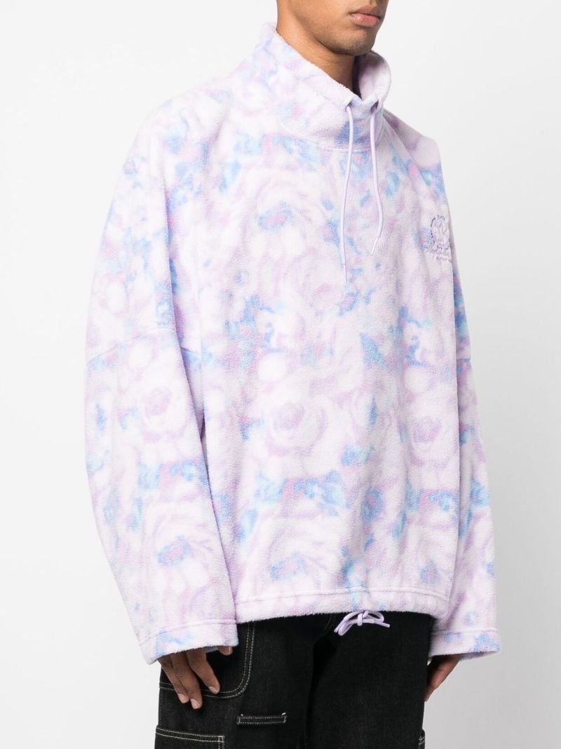 floral-print fleece jumper - 4