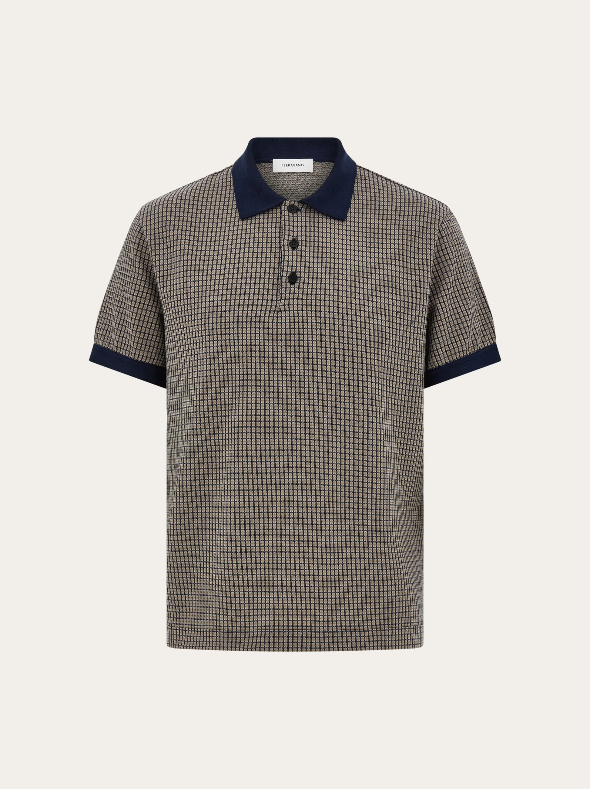 Short sleeve micro check polo - 1