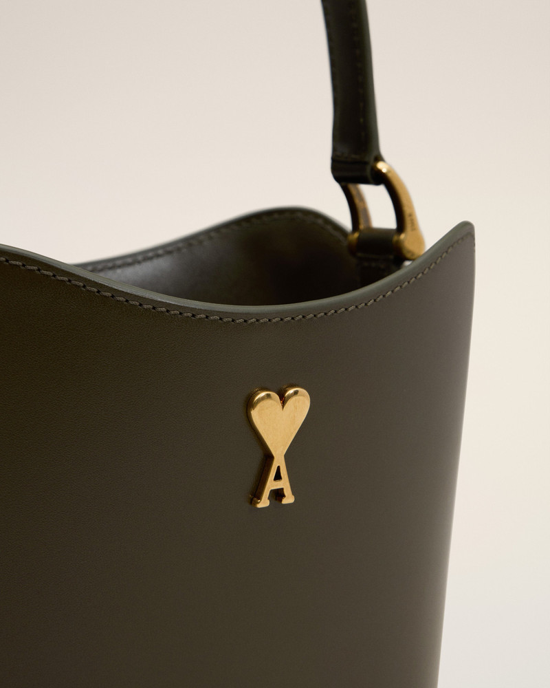 GREEN LEATHER MINI PARIS PARIS BUCKET BAG 4