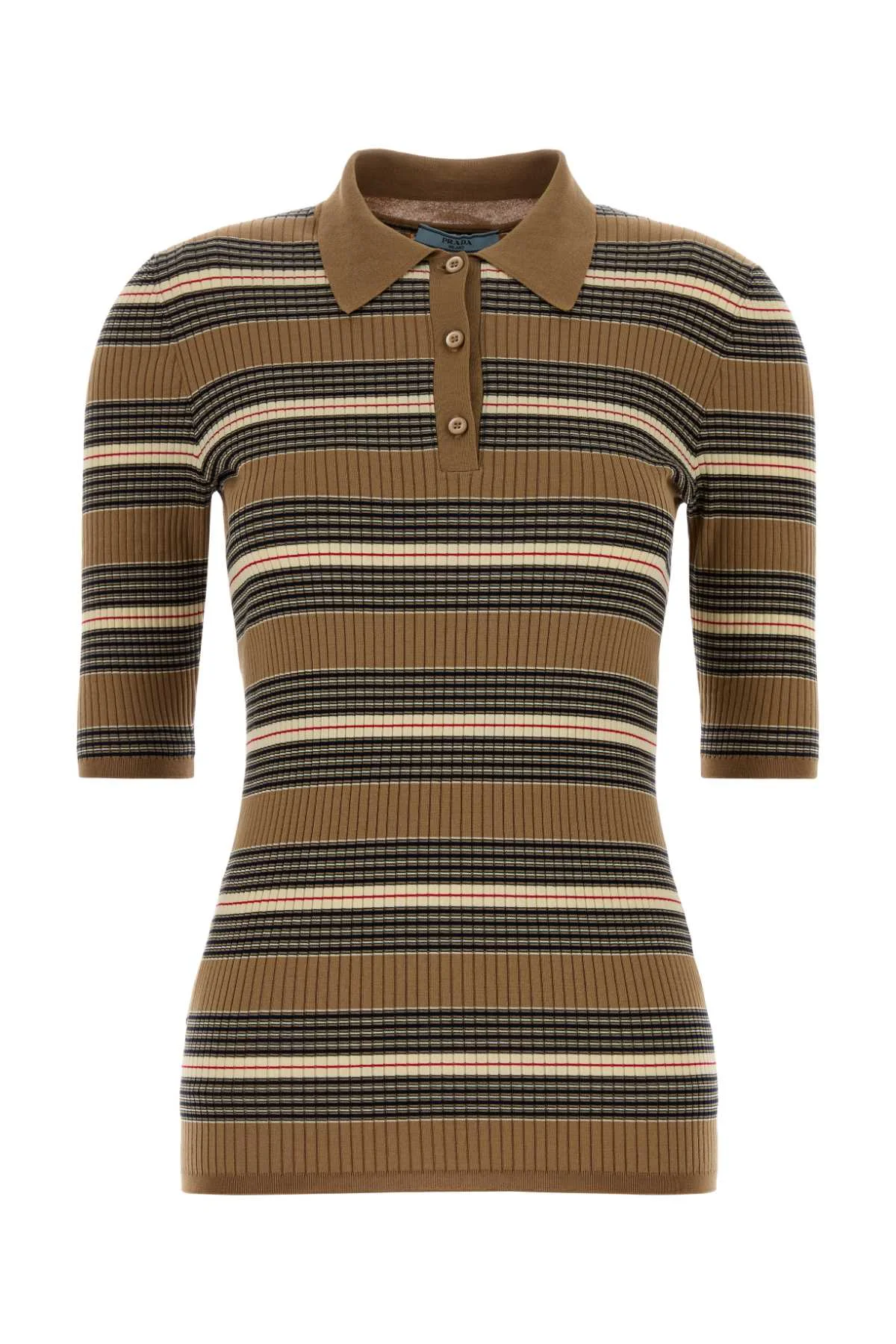 Prada Women Embroidered Stretch Cotton Blend Polo Shirt - 1