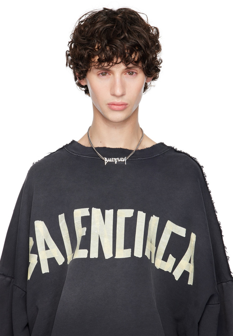 BALENCIAGA Gunmetal Typo Metal Necklace outlook