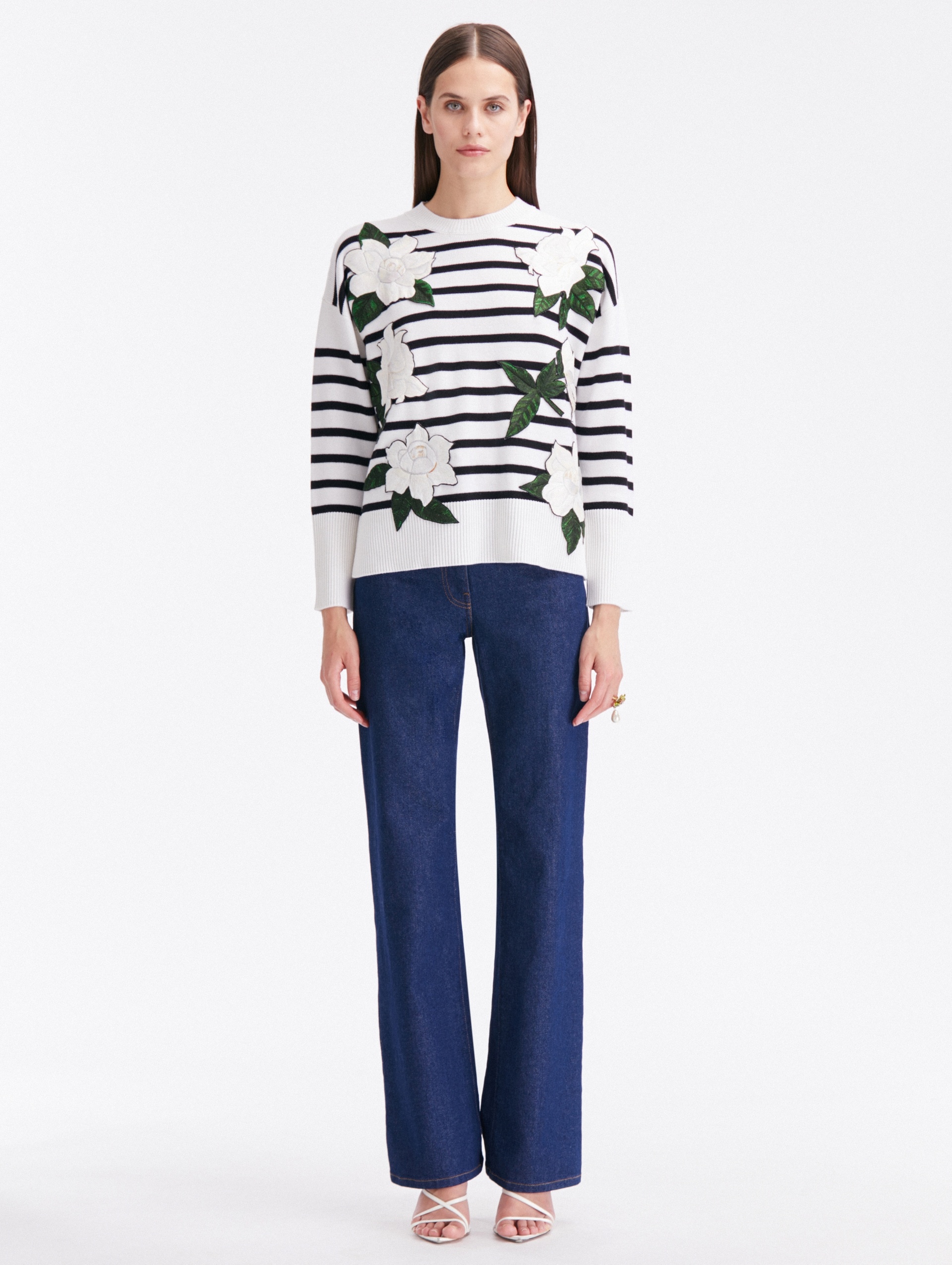 STRIPED GARDENIA THREADWORK PULLOVER - 2