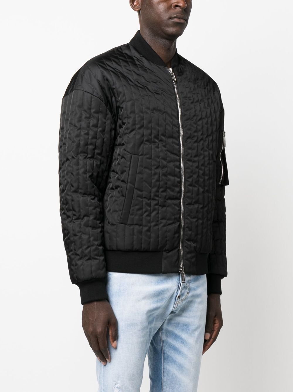 logo-patch bomber jacket - 3