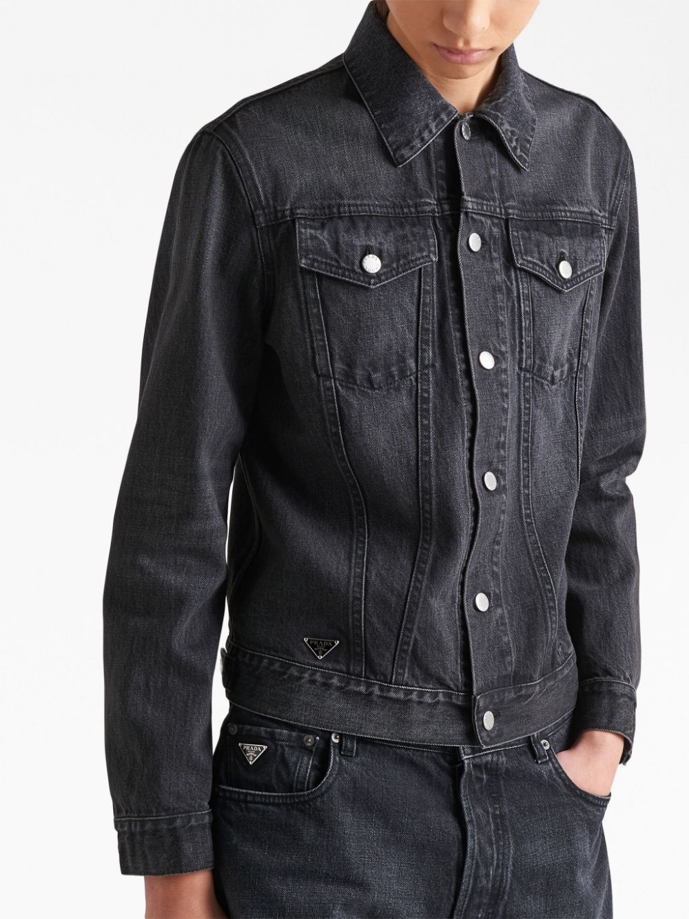 logo-patch denim jacket - 4