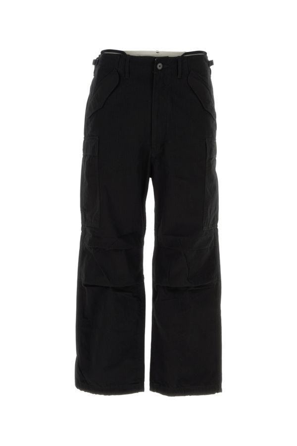 Black cotton blend cargo pant - 1