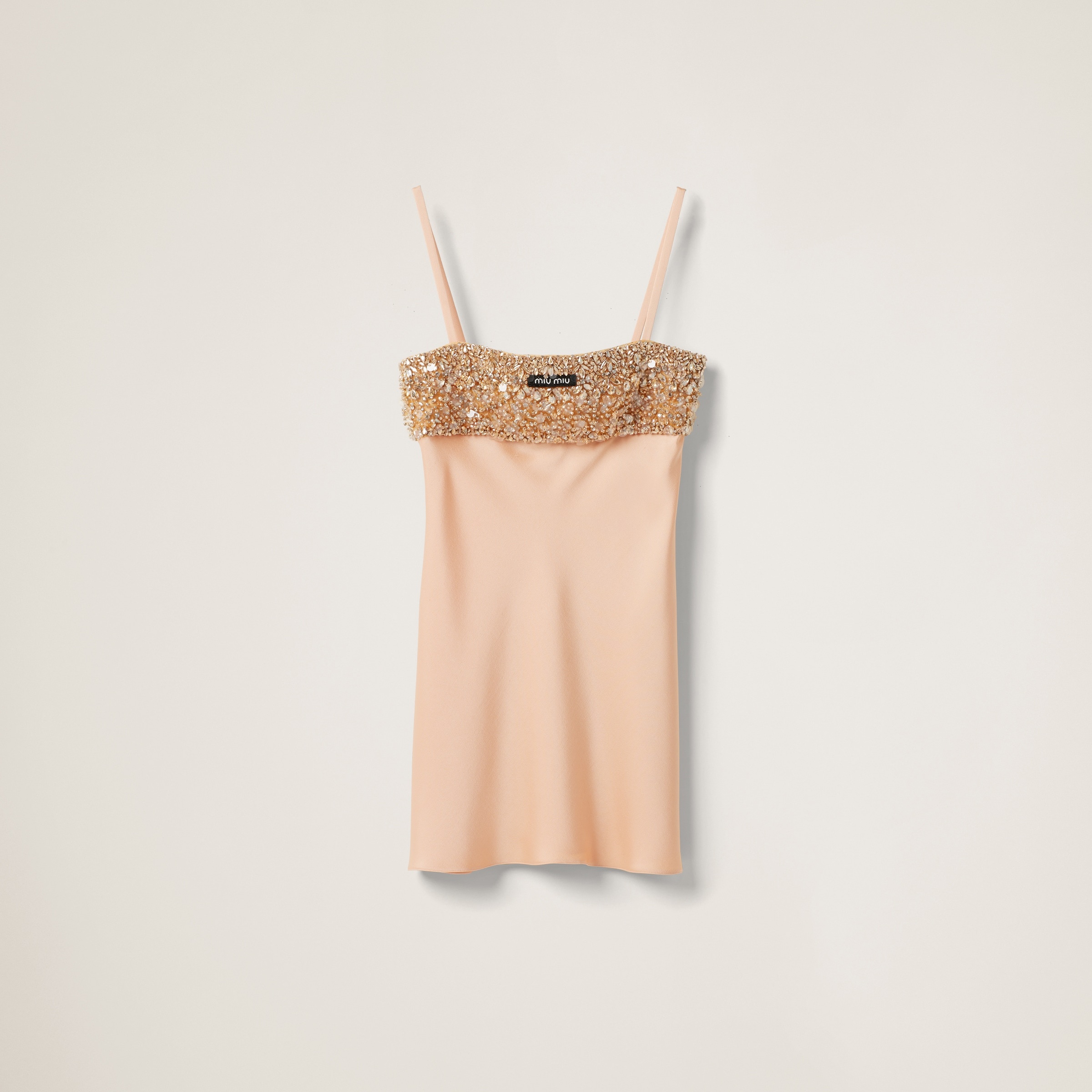 Embroidered satin dress - 1