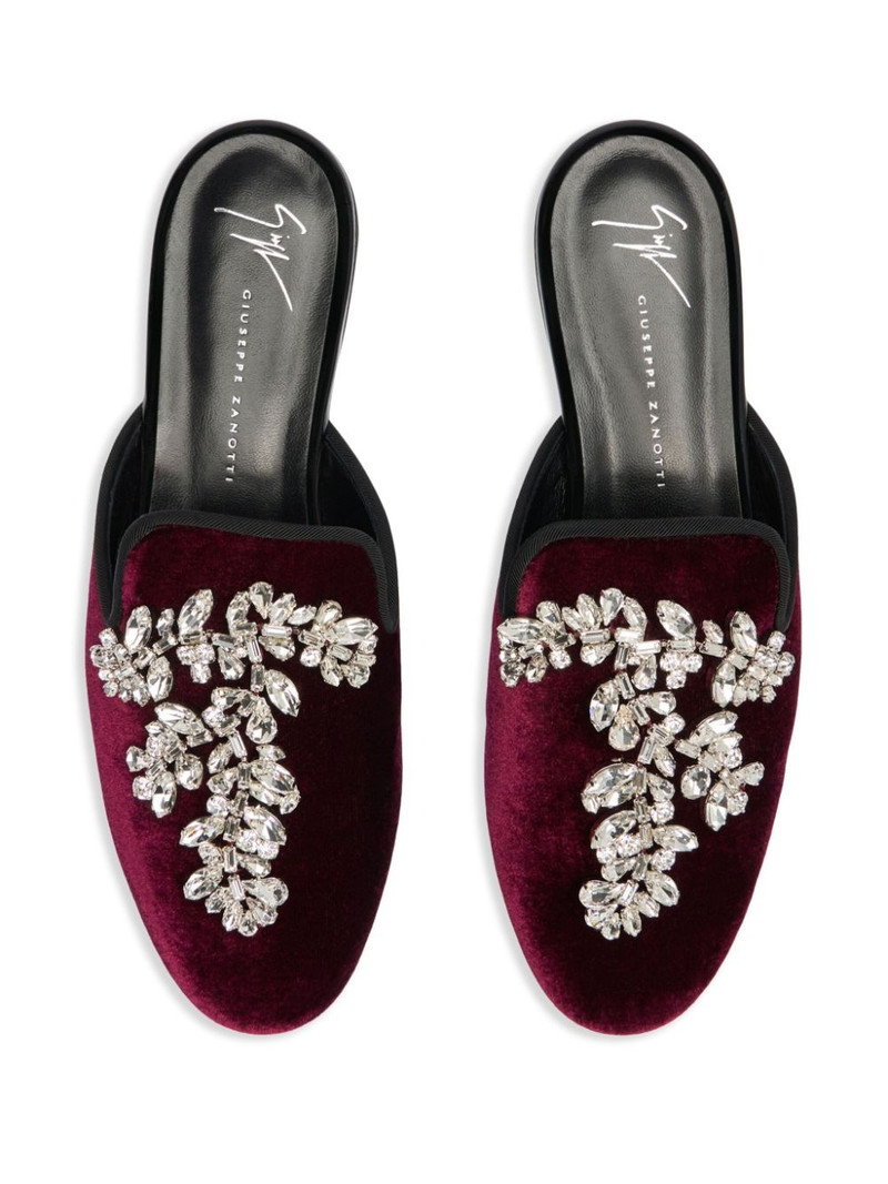 Elsa crystal velvet mules 4