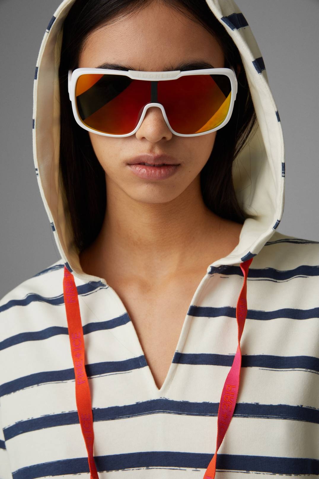 DAWN SWEATSHIRT HOODIE IN NAVY BLUE/OFF-WHITE - 4