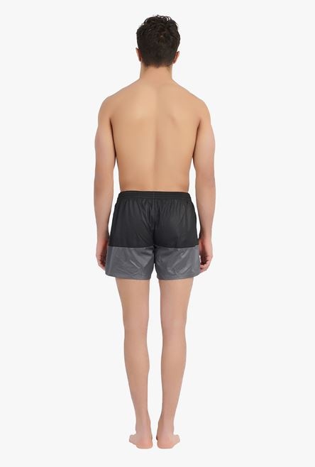Black and dark gray swimsuit with black embroidered Balmain Paris logo - 3