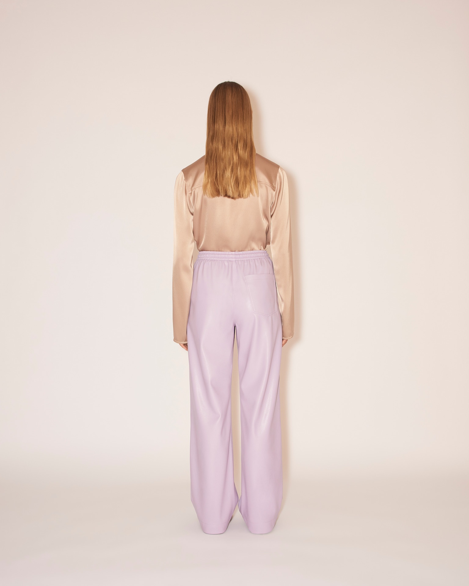 CALIE - OKOBOR™ alt-leather drawstring waist trousers - Lilac - 4
