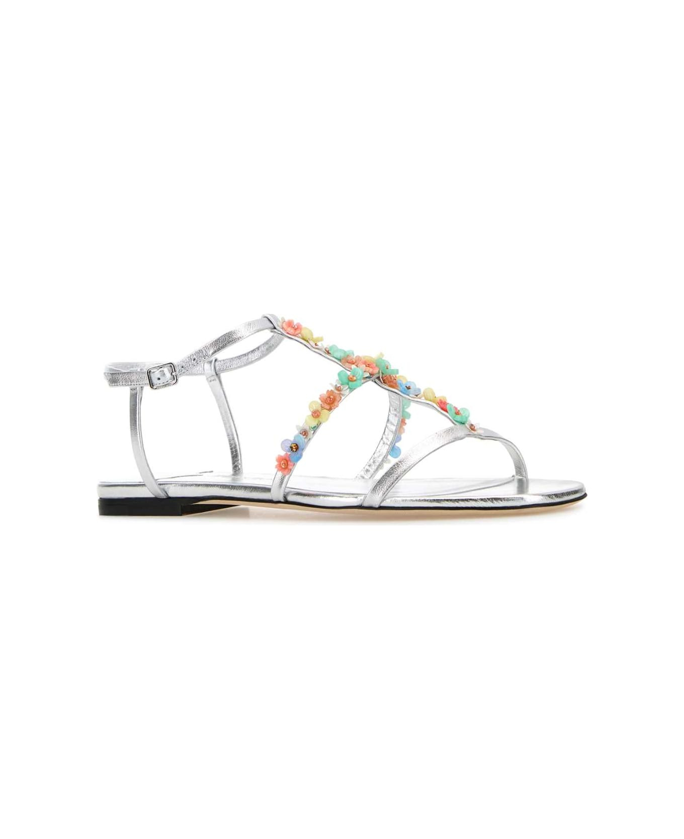 Silver Nappa Leather Daisy Sandals - 2