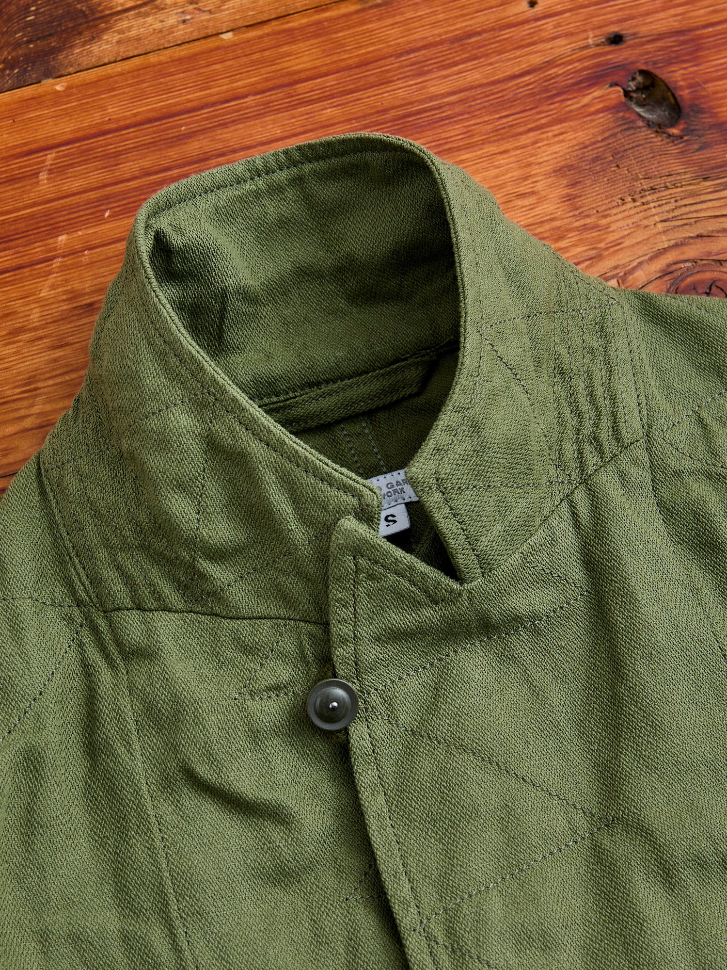 Bedford Jacket in Olive Cotton Hemp Satin - 8