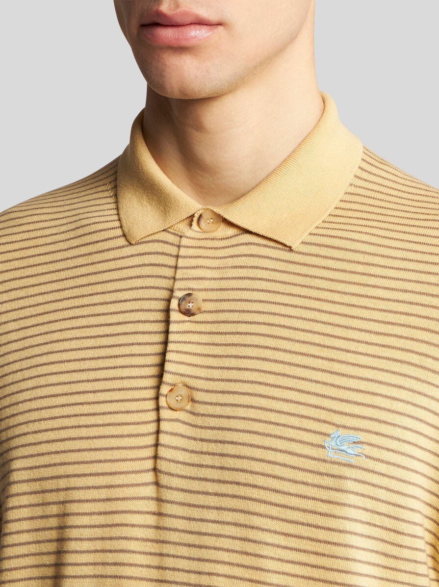 STRIPED KNIT POLO SHIRT WITH PEGASO DETAIL - 3