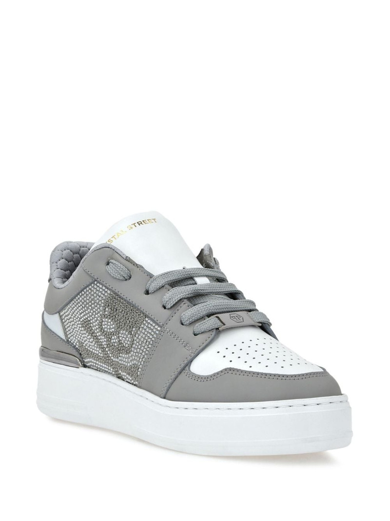 PHILIPP PLEIN Crystal Lo-Top Leather Sneakers outlook