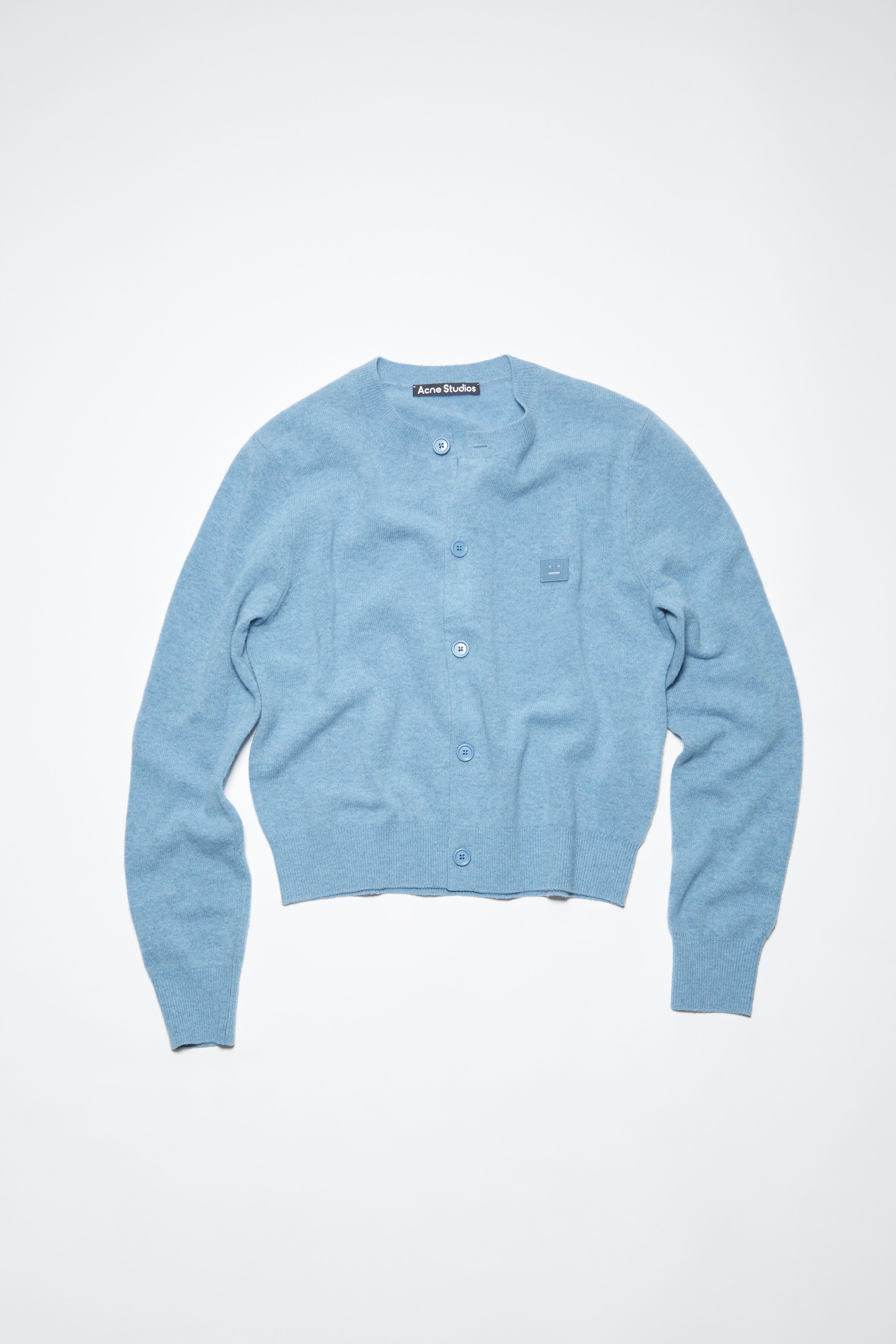 Crew neck cardigan - Steel blue melange - 6