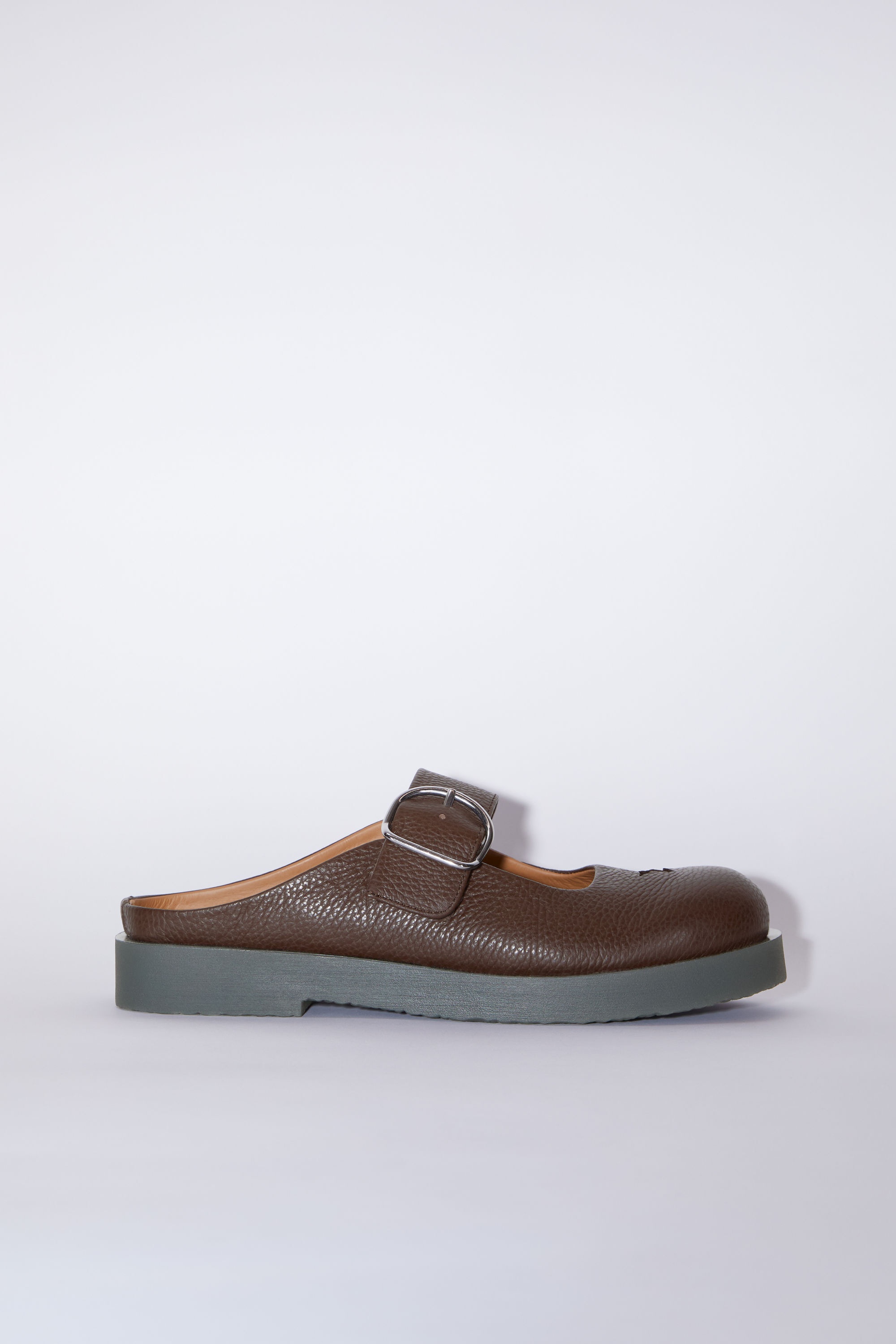Leather mary jane mules - Brown/black - 1