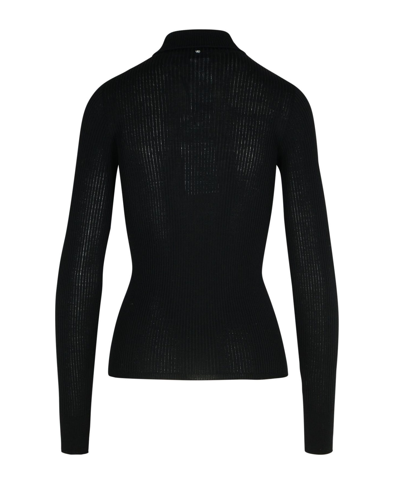 'flavia' Black Virgin Wool Sweater - 3