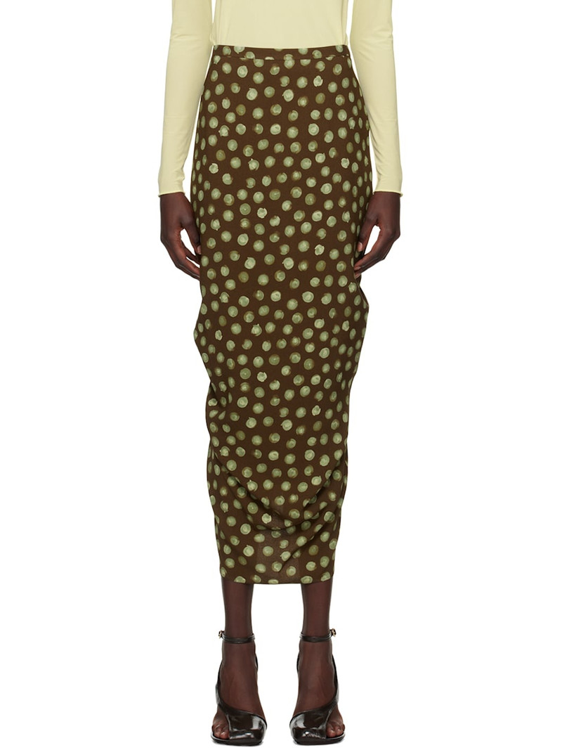 Brown Polka Dot Midi Skirt 1