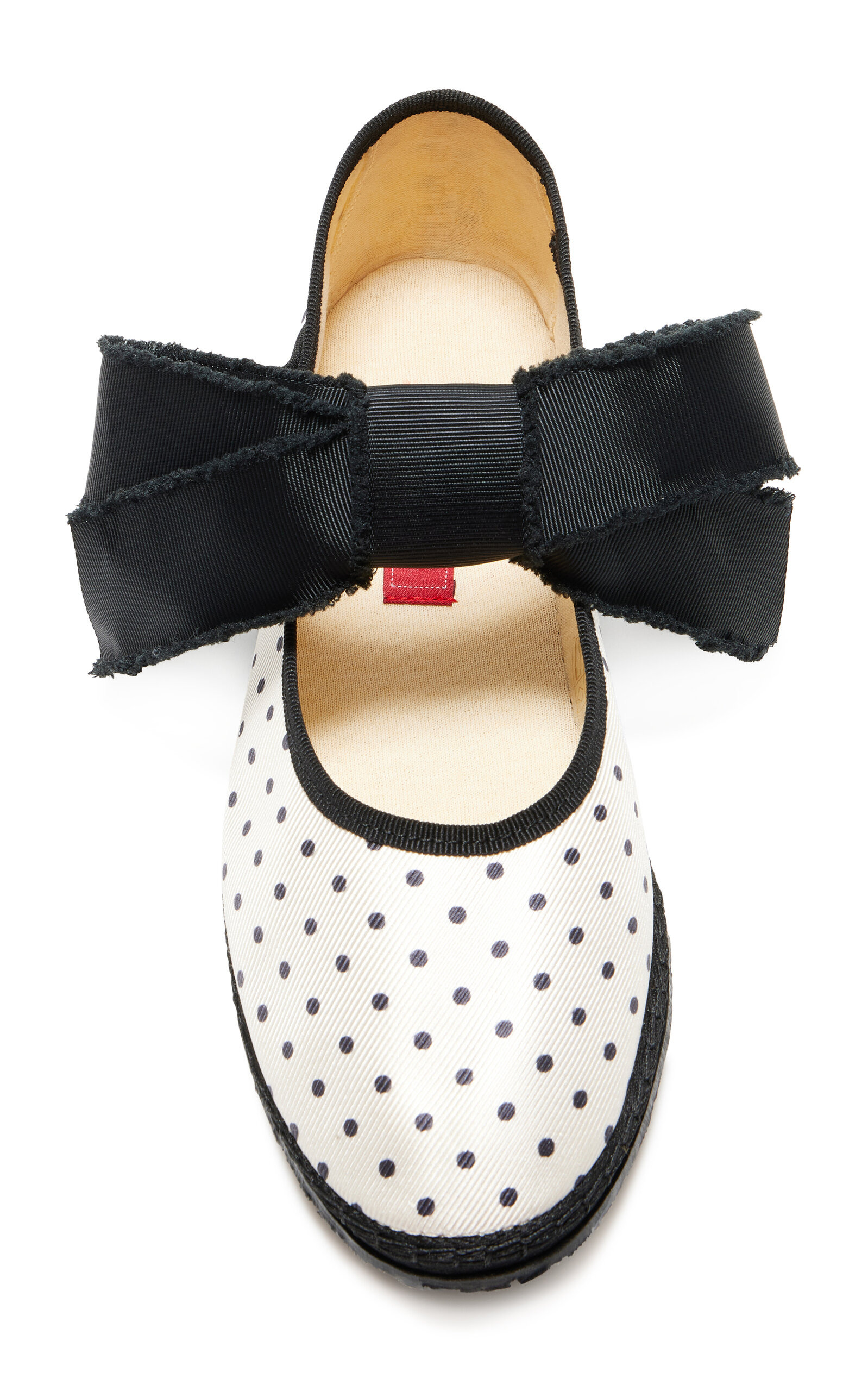 Exclusive Riviera Convertible Bow Polka-Dot Silk Mary Jane Flats black/white - 6