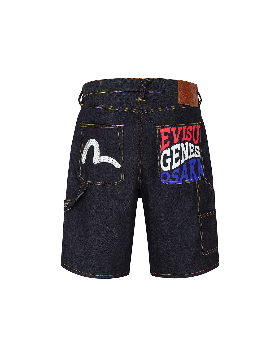 Seagull Embroidery and Slogan Print Regular Fit Denim Shorts - 13