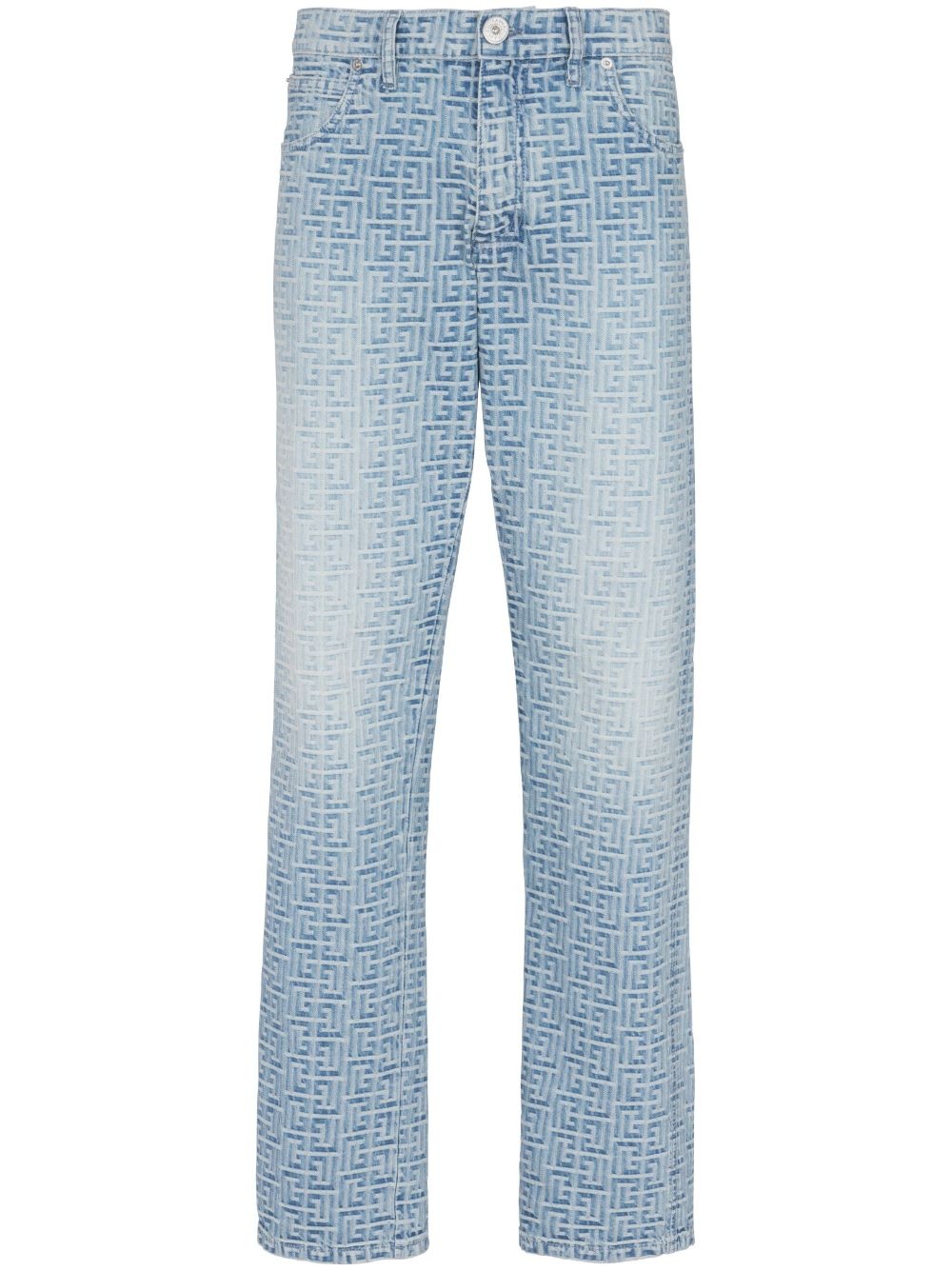 monogram-jacquard straight-leg jeans - 1