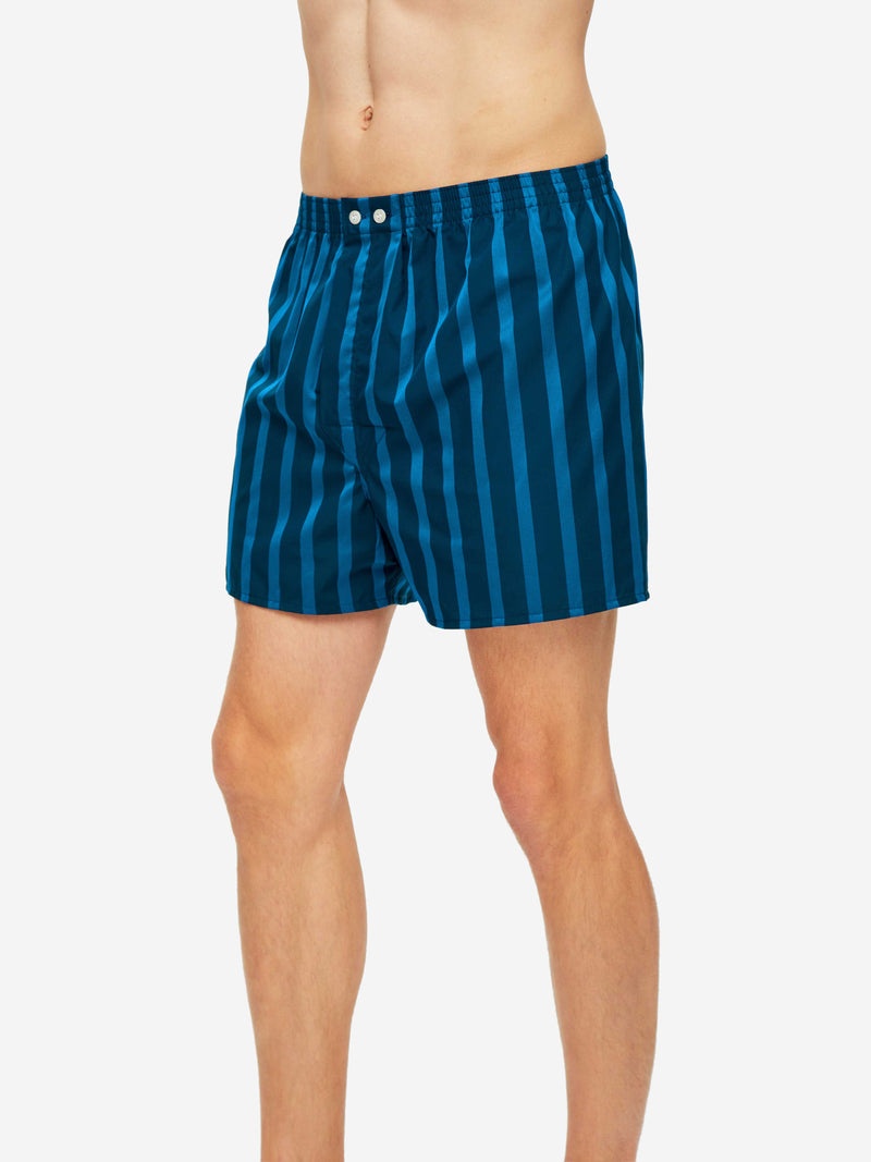 Men's Classic Fit Boxers Royal 218 Cotton Satin Navy - 3