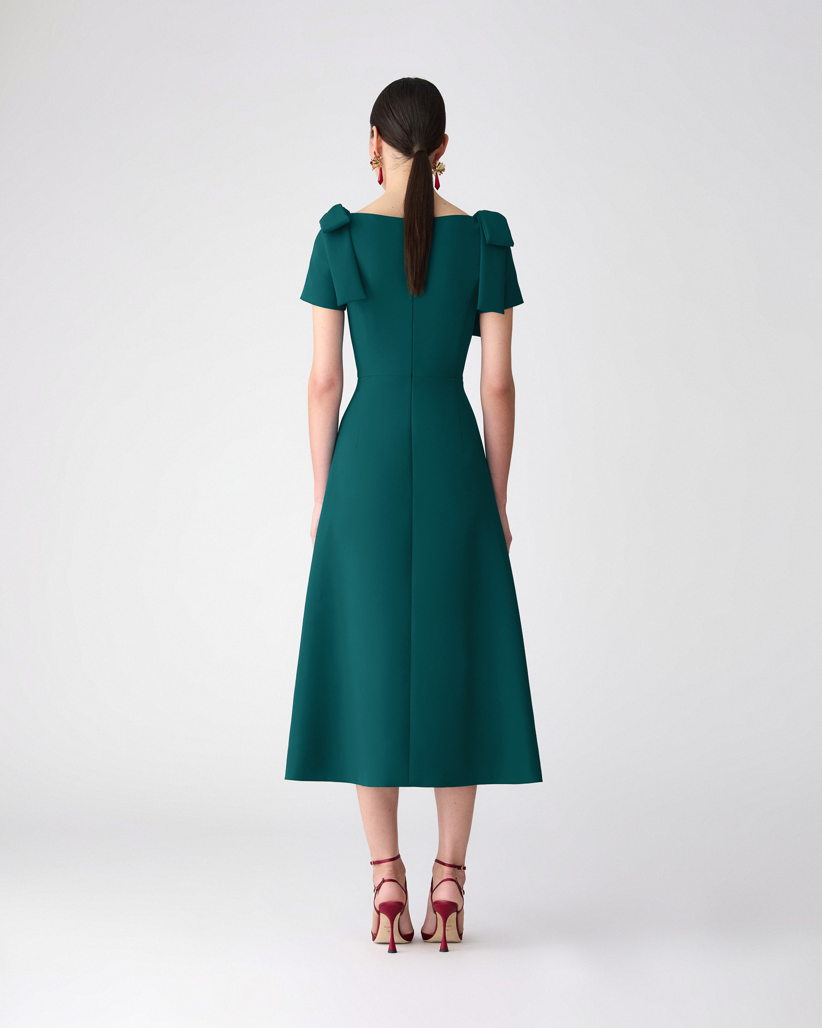 Bow-Shoulder Midi Dress - 3