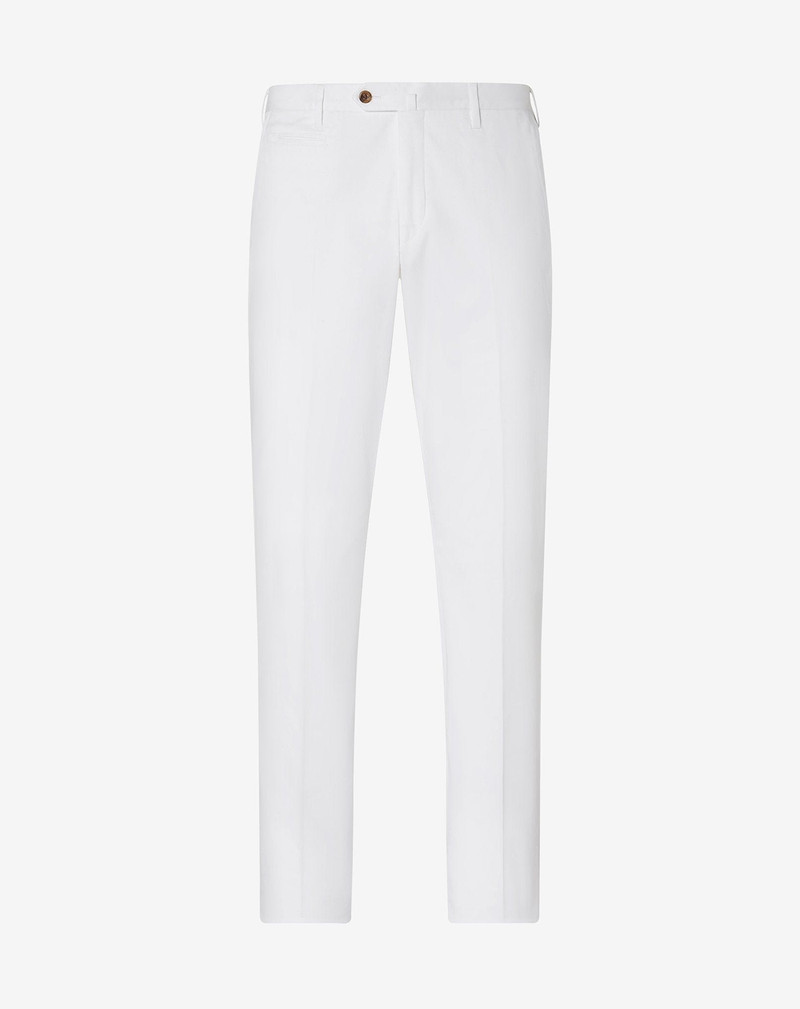 White stretch cotton gabardine trousers 1