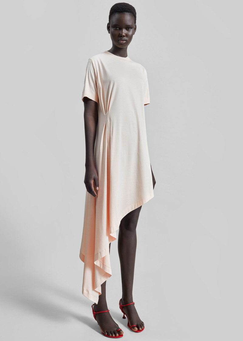 Loulou de Saison Igari Asymmetric T-Shirt Dress - Cream Rose 4