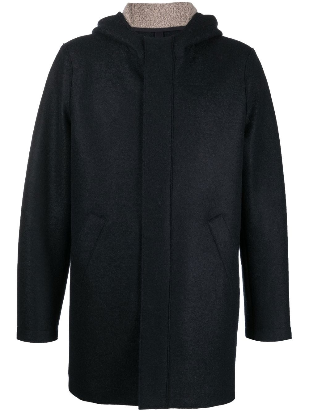 hooded felt coat - 1