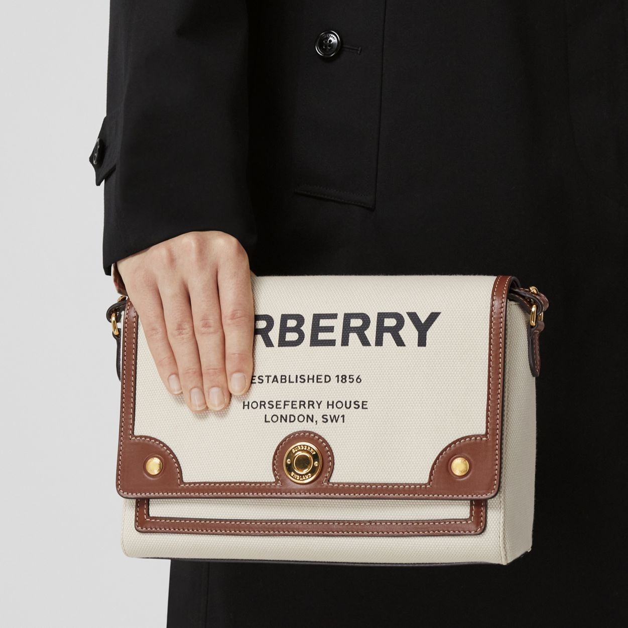 Horseferry Print Canvas Note Crossbody Bag - 9