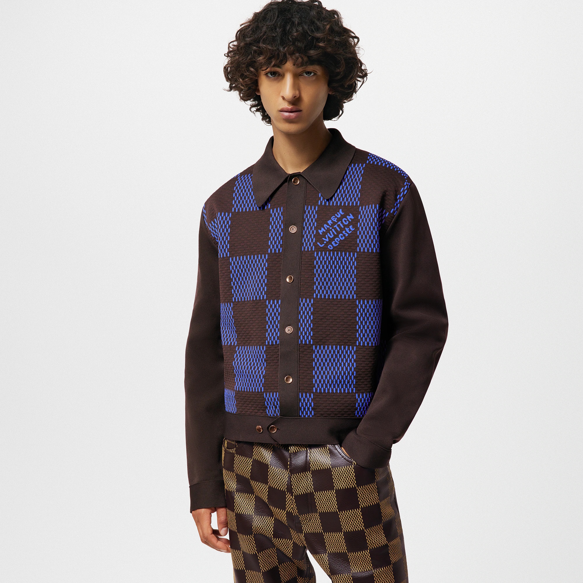 Damier Jacquard Workwear Cardigan - 2