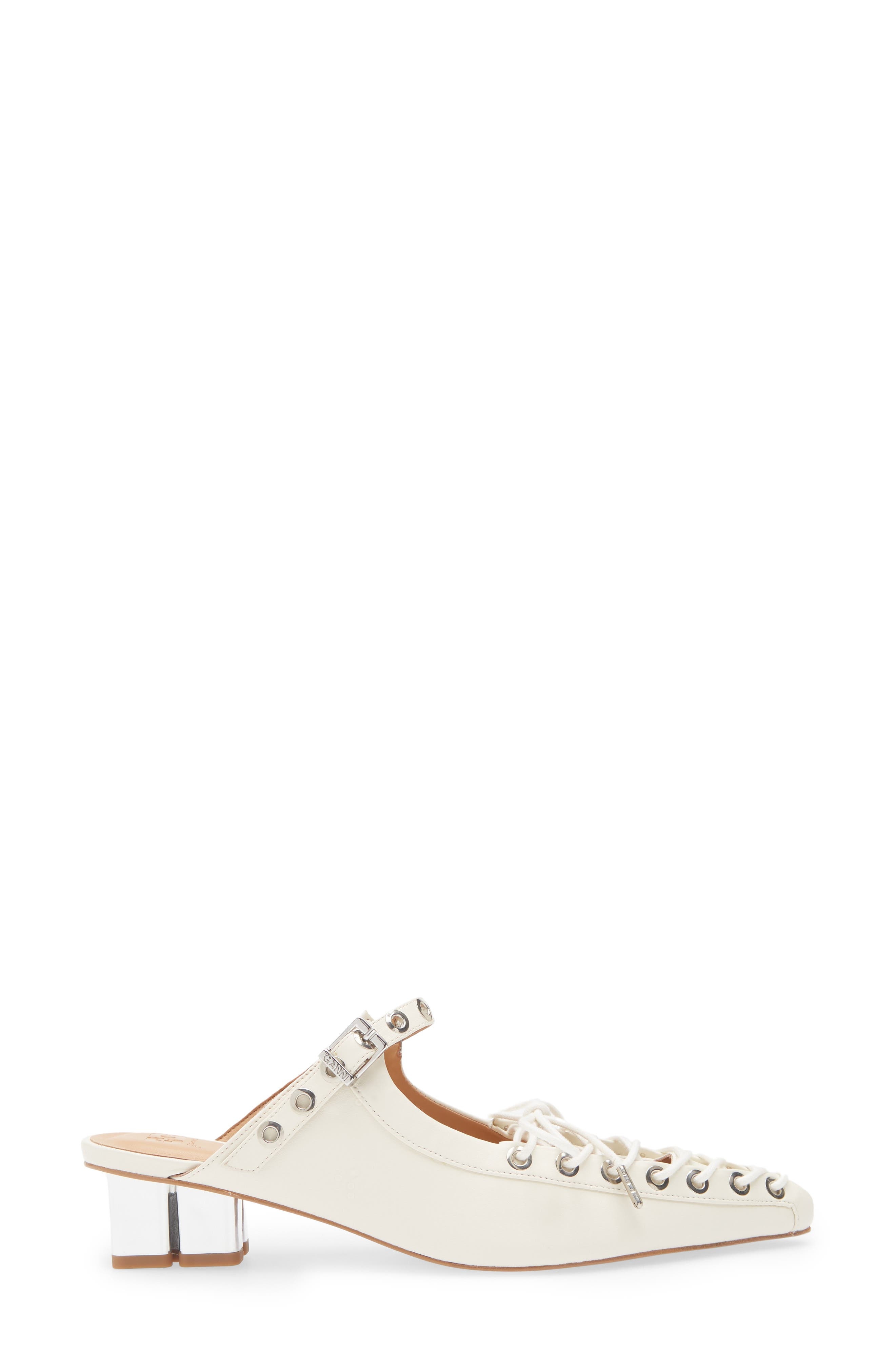 Ganni Eyelets Lace-Up Mule in Egret at Nordstrom - 3
