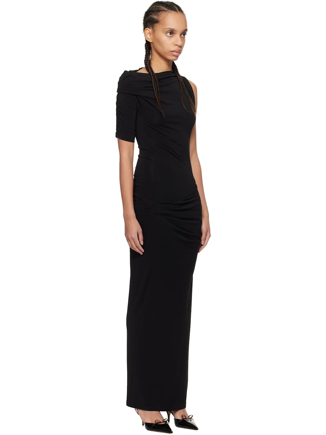 Black 'The Drapeado' Midi Dress - 2