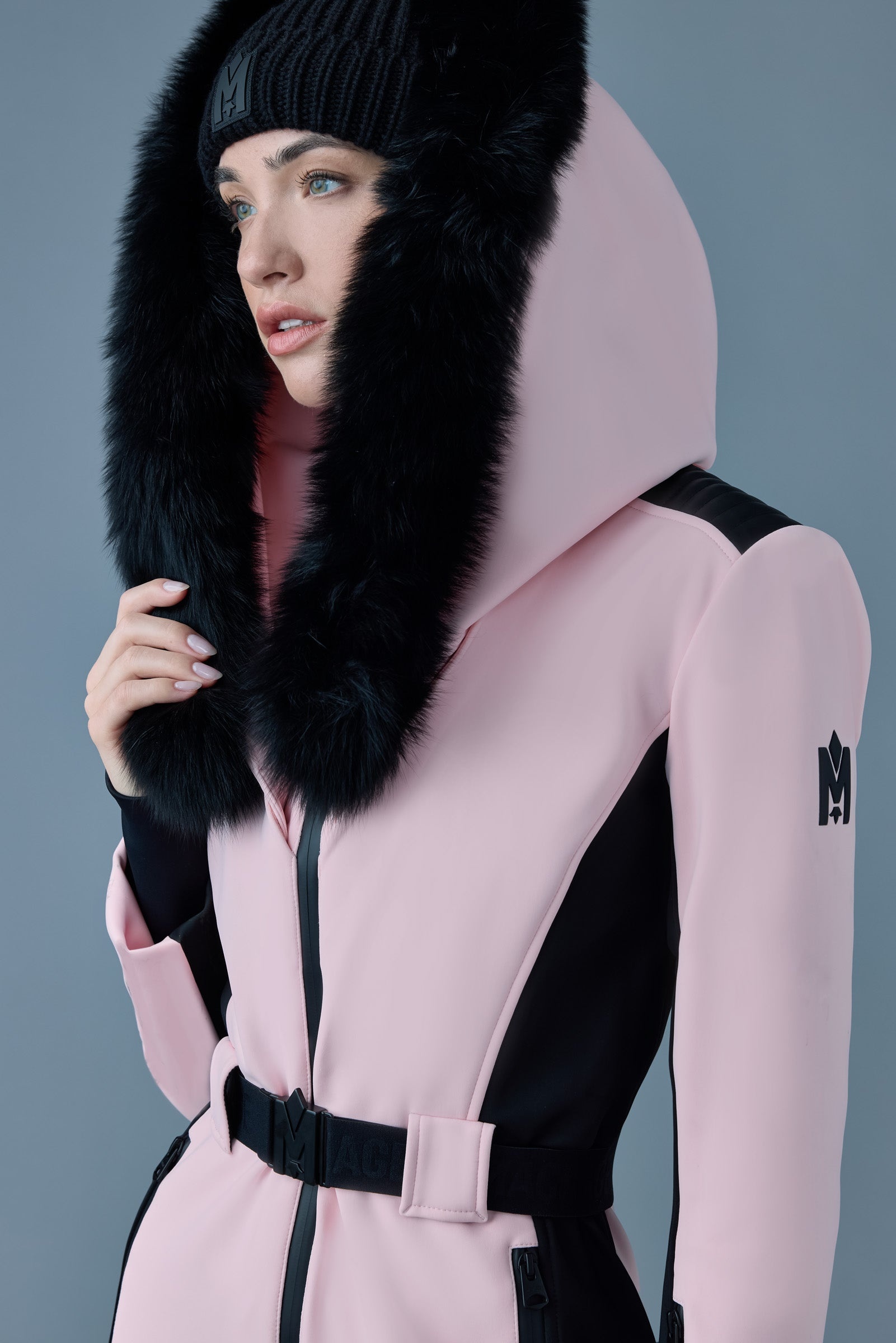 ELLE-Z Techno fleece ski suit with removable hood and fur trim - 5