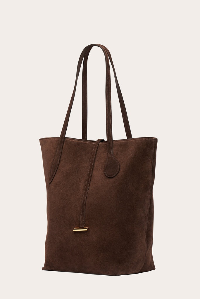 TALL SPROUT TOTE DARK BROWN SUEDE - 3