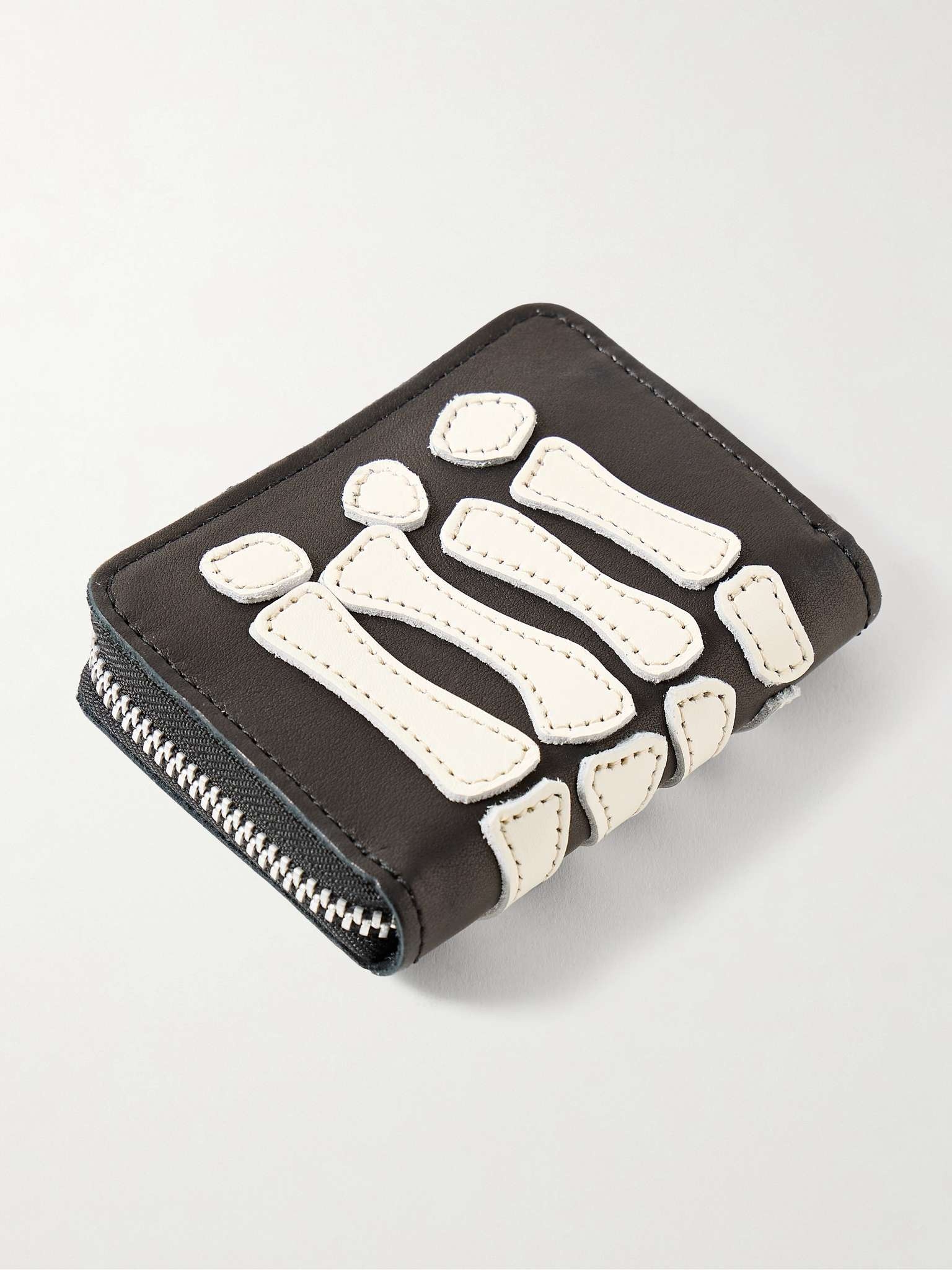 Thumbs-Up Mini Appliquéd Leather Zip-Around Wallet - 3