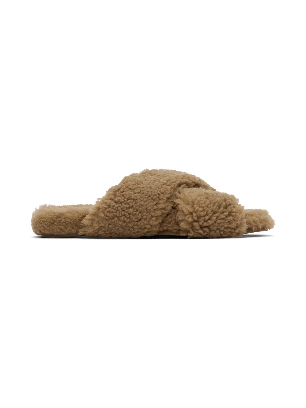 Tan Curly Merino Slippers - 1