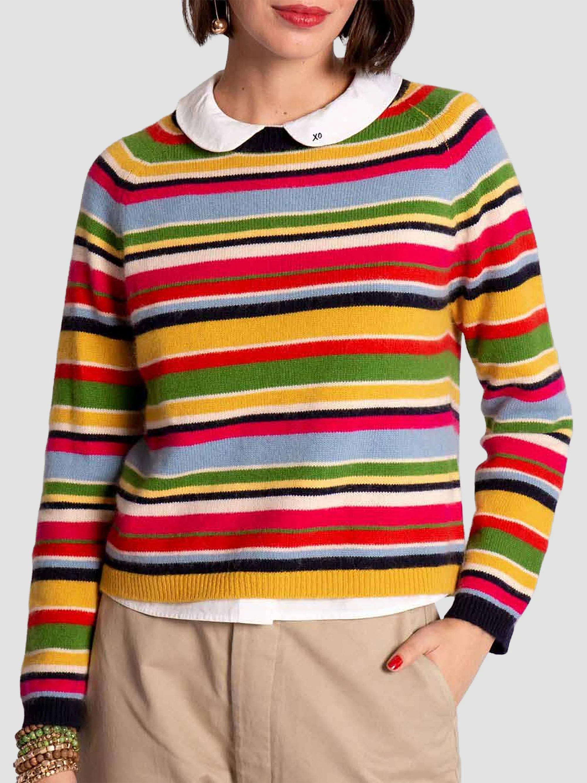 Women's James Striped Cotton-Cashmere Sweater - Multi - 1