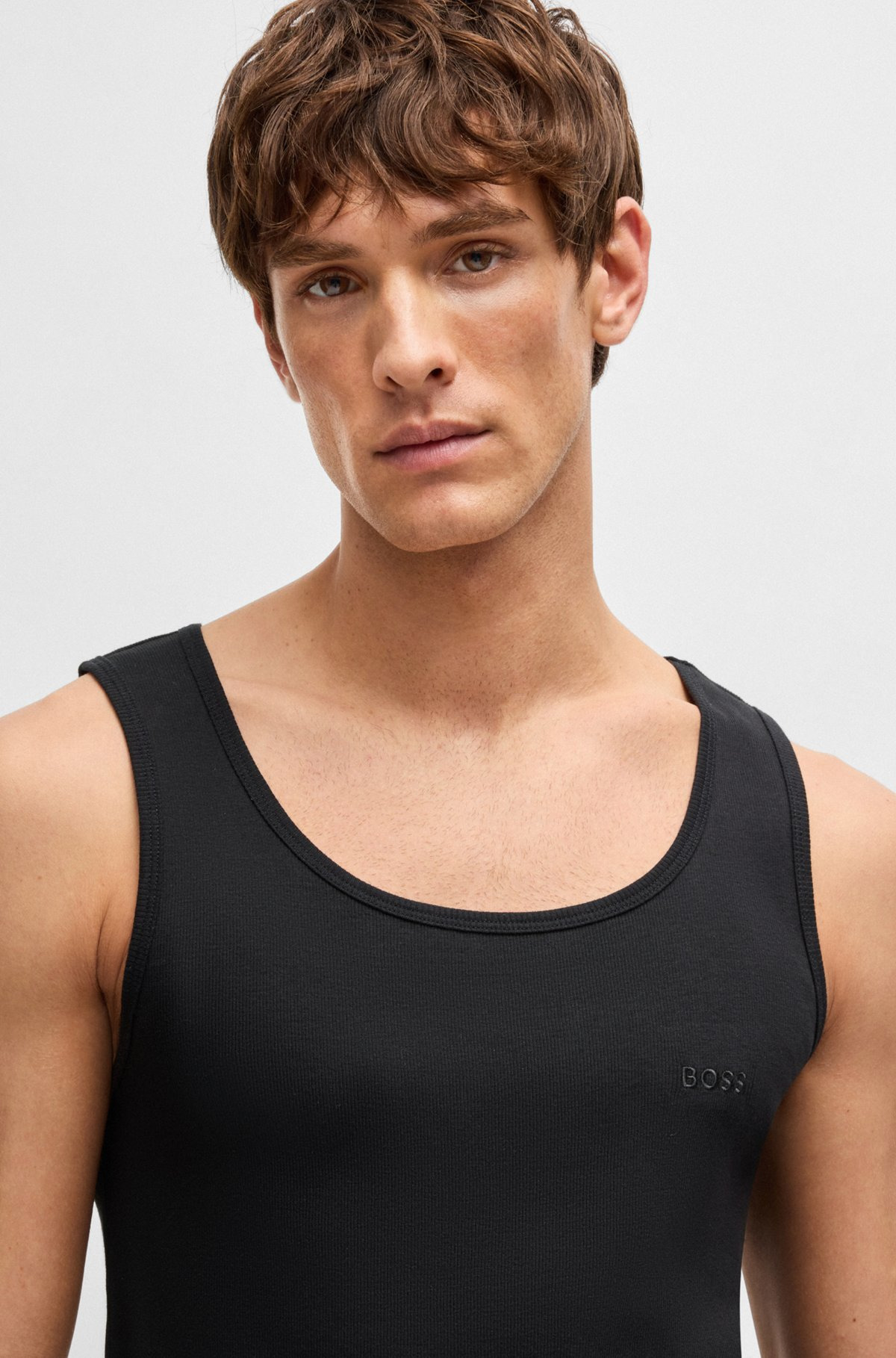 THREE-PACK OF COTTON TANK TOPS WITH EMBROIDERED LOGOS - 5