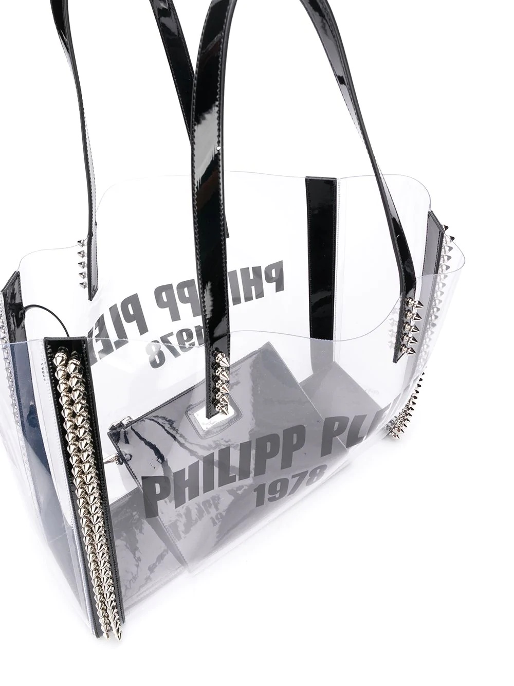 transparent spiked stud tote - 5