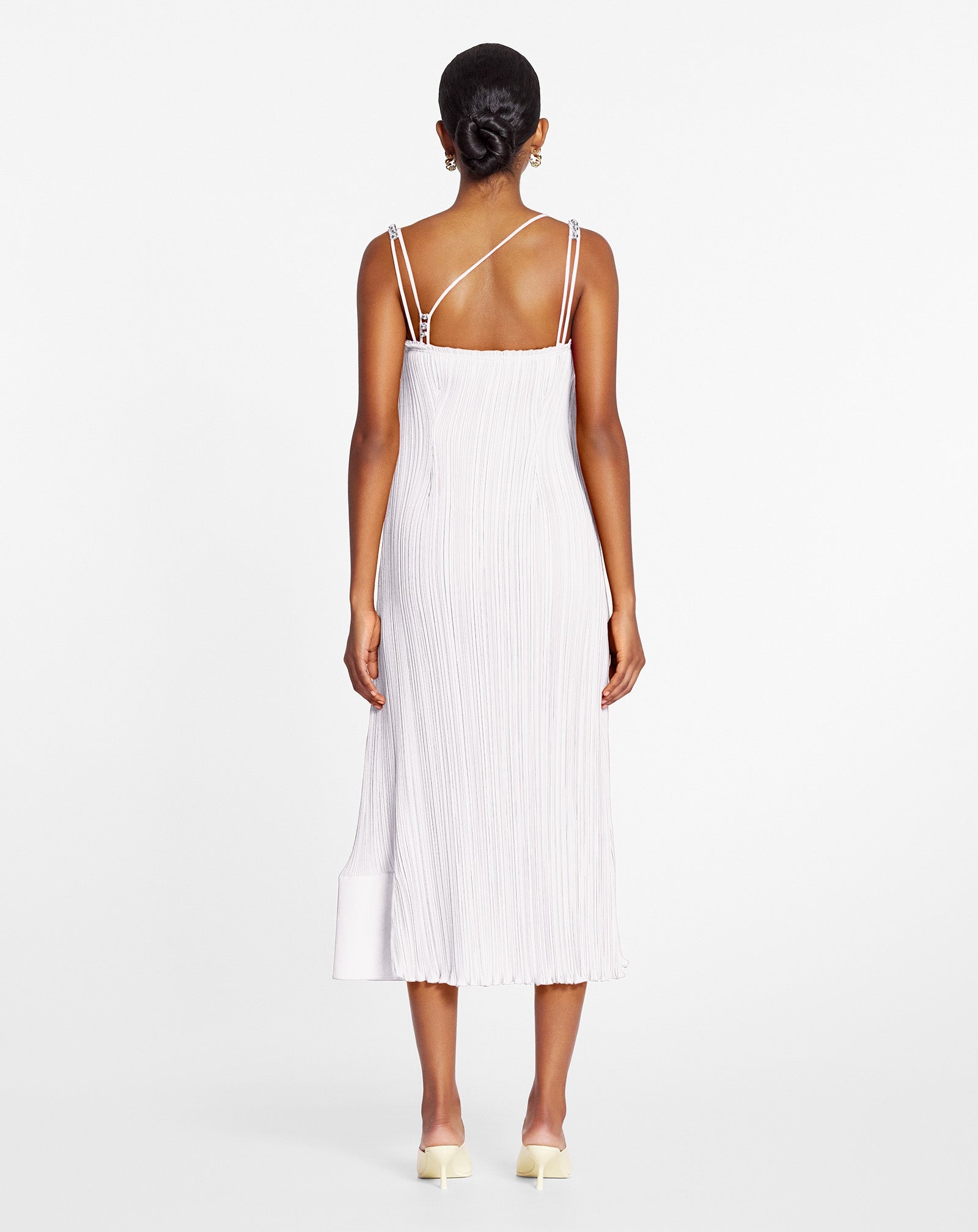 LONG PLEATED DRESS WITH STRAPS - 4