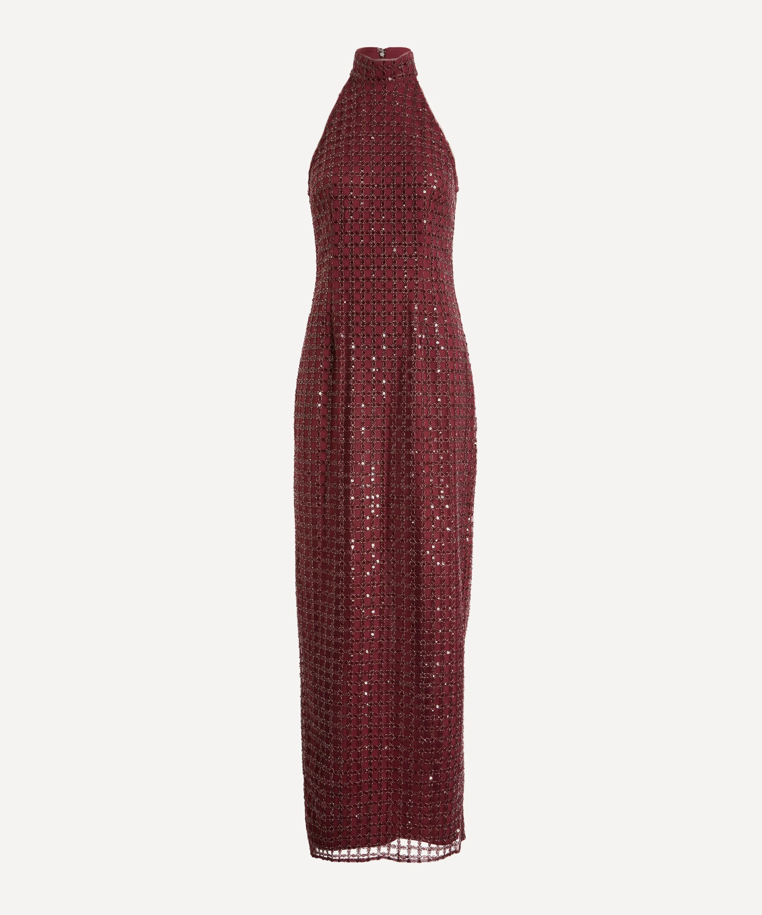 Bordeaux Beaded Maxi Dress - 1