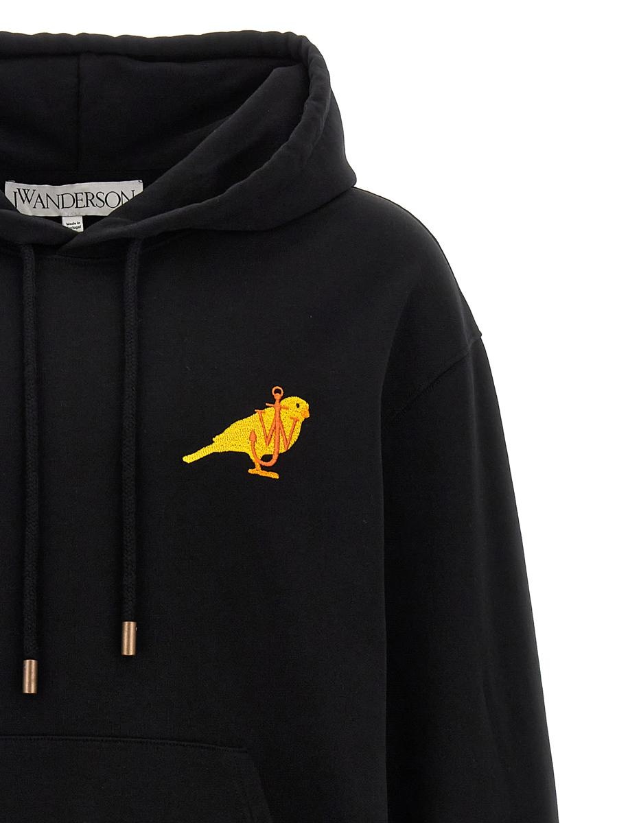 パーカー・フーディ J W ANDERSON CANARY EMBROIDERY HOODIE (JW0186PG1632 999) JW Anderson Canary Embroidered Cotton Drawstring Hoodie