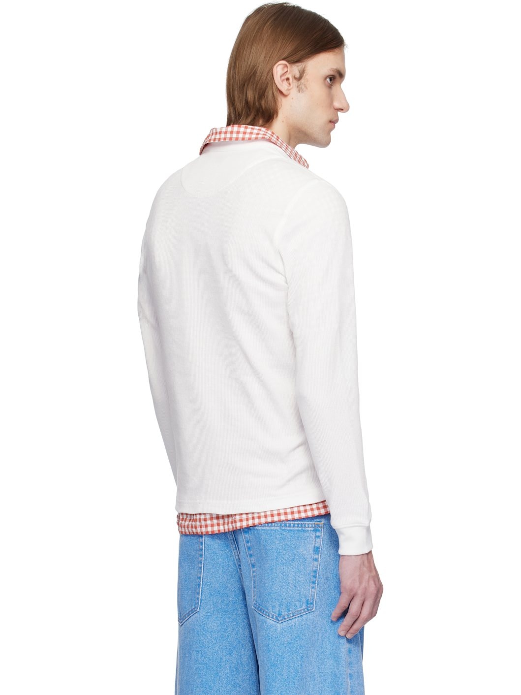 White Waffle-Knit Henley - 3