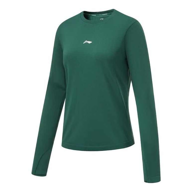 (WMNS) Li-Ning Logo Running Long Sleeve T-Shirt 'Forest Green' ATLT082-6 - 1