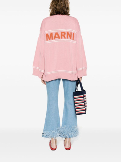 Marni logo-intarsia cotton cardigan outlook